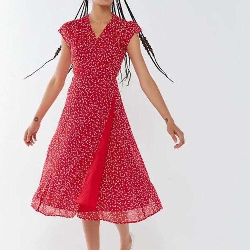 Urban Outfitters Red w/ white hearts Midi Dress